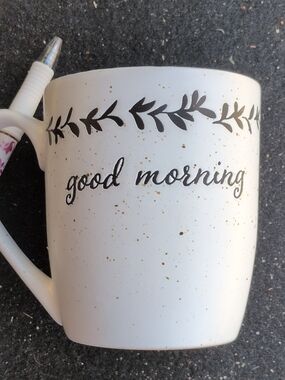 Sheffield Home White Ceramic Mug with Black Leaf Motif